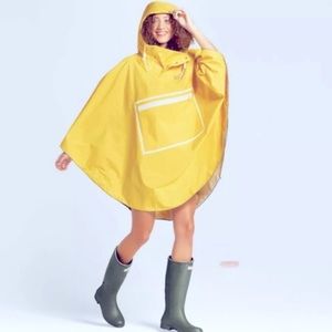 Hunter Yellow Rain Hooded Windbreaker Poncho Size M / L